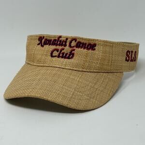 Vintage Y2Ks Kanalui Canoe Club Visor Hat Cap Miami Straw Strapback Beige